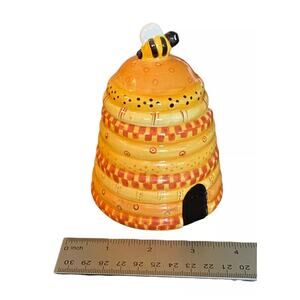 Vibrant Ceramic Honey Pot with Bumblebee Design -8oz Sugar Bowl in Beehive Shape